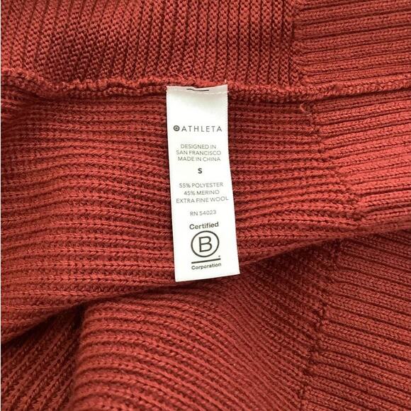Athleta Hanover V Neck Sweater In Canyon Red Size Small Merino Wool Blend Ribbed - Picture 10 of 11
